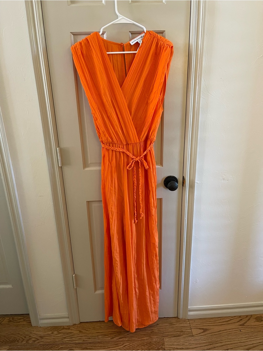 Emma & Michele Orange Sleeveless V-Neck Jumpsuit